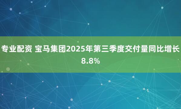 专业配资 宝马集团2025年第三季度交付量同比增长8.8%