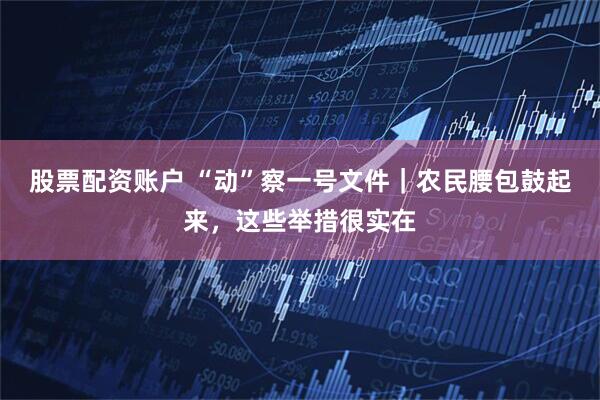 股票配资账户 “动”察一号文件｜农民腰包鼓起来，这些举措很实在